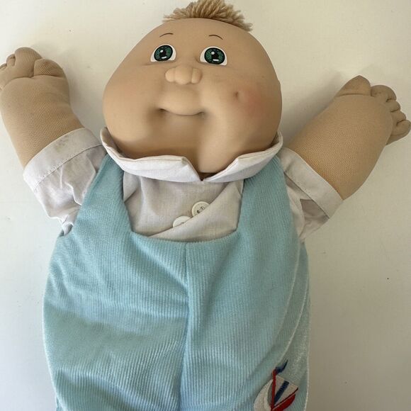 Vintage Cabbage Patch Doll Baby Boy Blue Sailor Suit Diaper Hair Green Eyes 1982 - Picture 6 of 6
